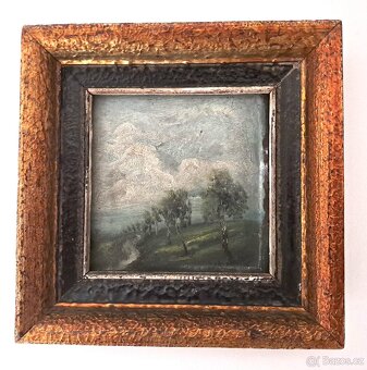 OBRAZ "KRAJINA PŘED BOUŘÍ"  V KRÁSNÉM DOBOVÉM RÁMU - 2