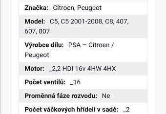Hlava válce motoru a kryt valce 2,2 hdi Peugeot a Citroën - 2