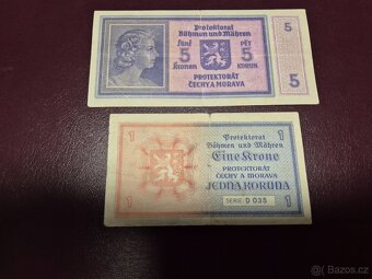Bankovky protektorátni 1 a 5 Korun - 2