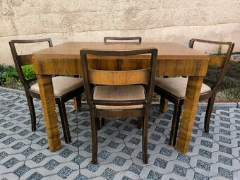 Starožitný Art Deco jídelní stůl+ 4 židle - 2