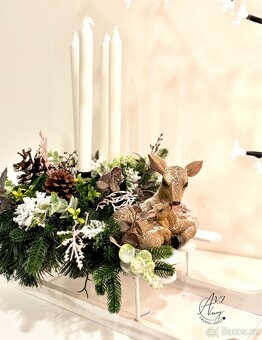 Adventní svícen - sáňky se srnečkama - 2