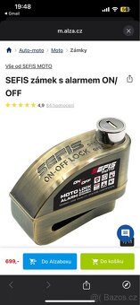 Zámek na motorku M-Style ON OFF s alarmem - 2