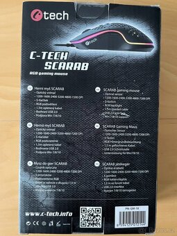 C-TECH Scarab Herní optická/7200 DPI/Černá Myš - 2