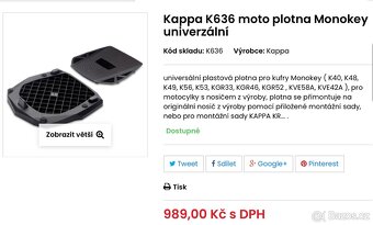 moto kufr Monokey Kappa + plotna. Nový se zárukou - 2