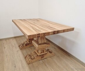 Nový jídelní stůl drásaný dub masiv 90x140 cm dvojitá podnož - 2