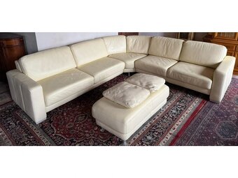 Luxusní moderní rohová kožená sedačka + taburet,3221 - 2