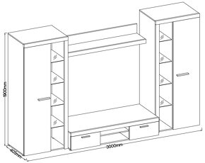 Obývací stěna 300cm dub sonoma - 2