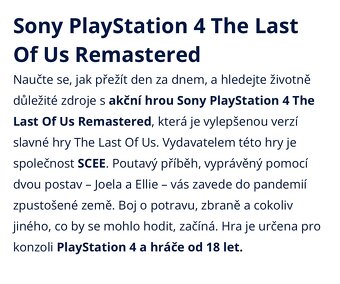 Hra na pS4-the last of us remastered - 2