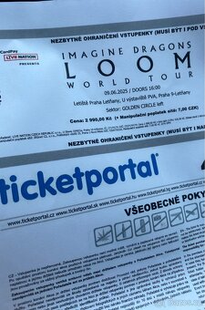 Vstupenka na koncert Imagine Dragons 9.6,Golden Circle - 2