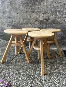 Barové stoličky Ikea  4 ks, přírodní dřevo  43-58cm - 2