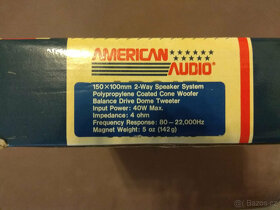 Nikdy nepoužívané autoreproduktory American Audio 40W - 2