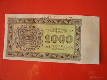 ČESKOSLOVENSKÉ BANKOVKY: VZÁCNA 2000-KORÚN-1945 Perf - 2