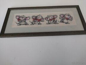Obraz ručně vyšívaný motiv mišičky 40x18cm - 2