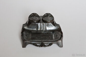 secesní kalamář srnec srna, lesní motiv starožitný - 2