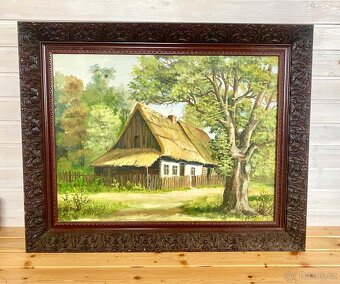 Starý velký obraz, zdobený rám - 2