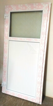 DVEŘE plastové na vedlejší vchod 98x198 antracit/bílá Nové - 2