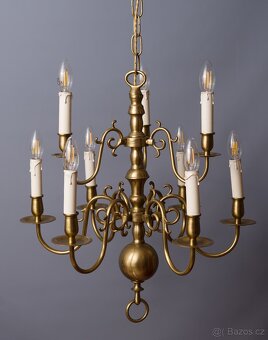 Devítiramenný mosazný lustr holandského typu - 2