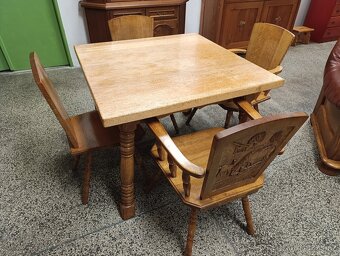 Rustikální / selský jídelní set, stůl, židle, masív - 2