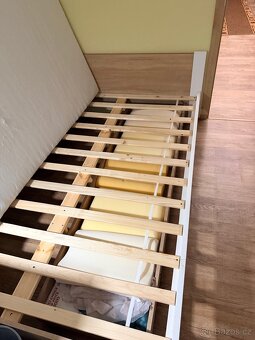 Postel 140x200 DMD3 bílá+dub sonoma s roštem - 2