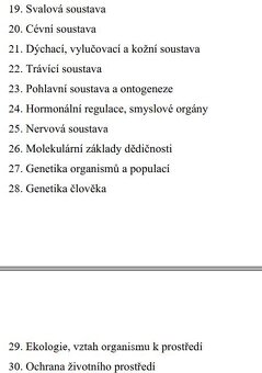 Maturitní otázky do biologie a Seznam maturitní četby do ČJ - 2