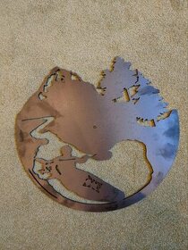 Nástěnné hodiny, vypalek, krajina kajak. - 2