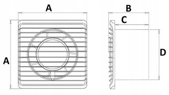 KOUPELNOVÝ VENTILÁTOR 100 mm 8W STŘEDNÍ S VYPÍNAČEM TICHÝ - 2