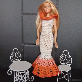 Barbie - šatičky dlouhé, pomerančové - 2