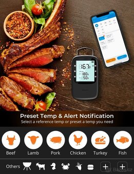 Govee Bluetooth teploměr na maso BBQ, aplikace, 3xsonda - 2