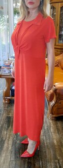 Nové,dlouhé, červené ,elastické šaty, vel XL - 2