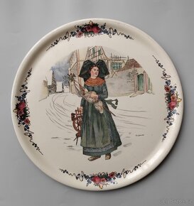 Krásný starožitný talíř+tác Sarreguemines (Francie) 1900 rok - 2