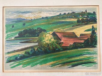 Bedřich Horálek / Barevná litografie / Sedlečko - 2