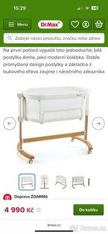 Přístavná postýlka BabyGO Amila – TOP stav – 1 500 Kč - 2