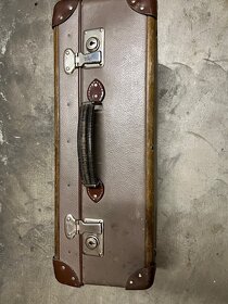 Retro kufr šedivý+ dřevo - 2