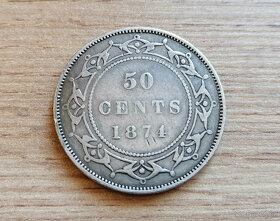 Kanada stříbro 50 Cents 1874 Newfoundland stříbrná mince - 2