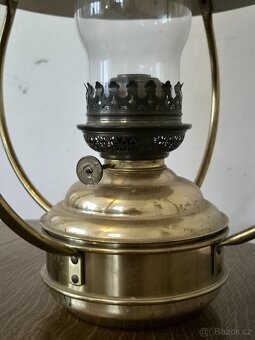 Petrolejová lampa námořnická kotevní - mosazná - 2
