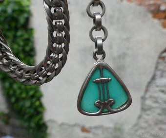 Šatlény, řetízky na hodinky, double, kamej, secesní - 2