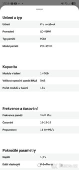 Crucial (RAM pro notebooky) 8 GB DDR4 2400 CL17. - 2
