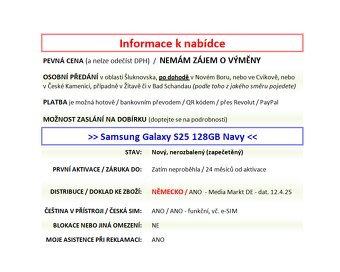 Samsung Galaxy S25 128GB Navy NOVÝ NEROZBALENÝ - 2