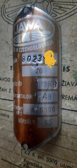Štítek Jawa pionýr typ 20 vývoz Maďarsko 1968 - 2