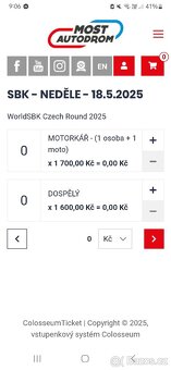 World SBK Superbike, 2 evstupenky NEDĚLE+ paddock + parking - 2