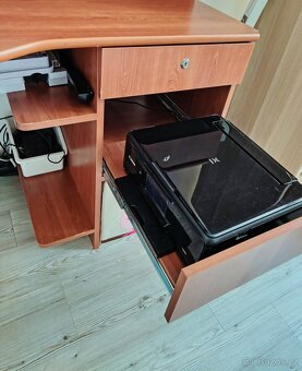 Rohový PC stůl se šuplíkem na tiskárnu - 2