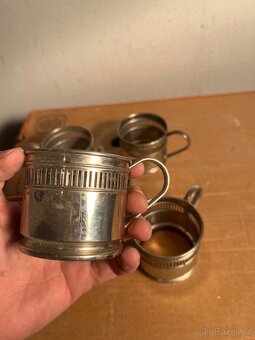 Sada kovových držáků na čajové sklenice (Podstakannik) - 2