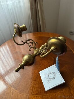 Nástěnný svícen mosazný dvouramenný na svíčky - 2