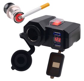 Vodotěsná motozásuvka 12V a USB 4,2A, vypínač a voltmetr - 2