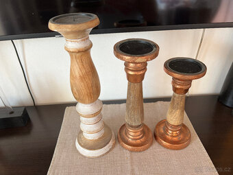 Moderní dřevěné svícny - 3 kusy - 2