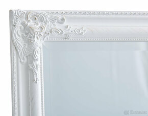 Barokní zrcadlo bílé dřevěné 90x70cm z fazetou - 2