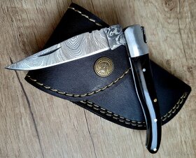 kapesní Damaškový nůž typu BUFFALO LAGUIOLE + kožené pouzdro - 2