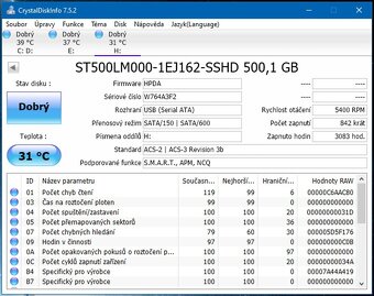5x SSHD disk SeaGate 500GB 2,5"SATA, 1ks/á200,-Kč - 2