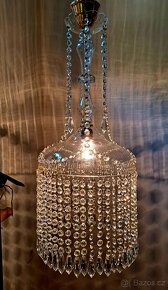 Starožitný celoskleněný křišťálový lustřík, lustr, - 2