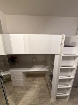 Patrová postel bílá se psacím stolem se 4 zásuvkami IKEA - 2